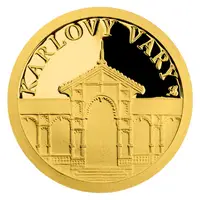 Zlatá mince Karlovy Vary - dobová pohlednice - fotografie 2