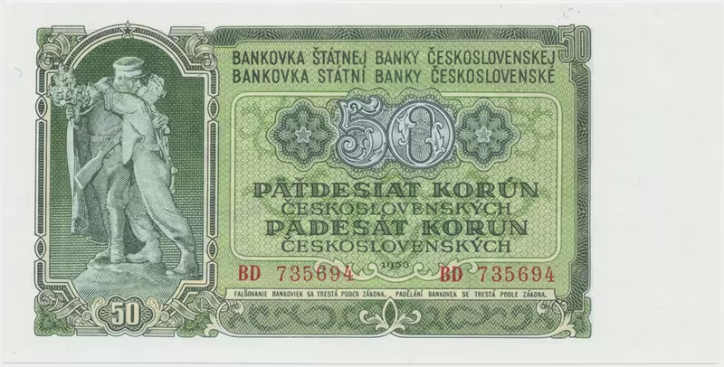 Československo, 50 Koruna 1953, tisk Moskva, série BD, Hej.94a1