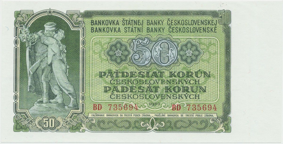 Československo, 50 Koruna 1953, tisk Moskva, série BD, Hej.94a1