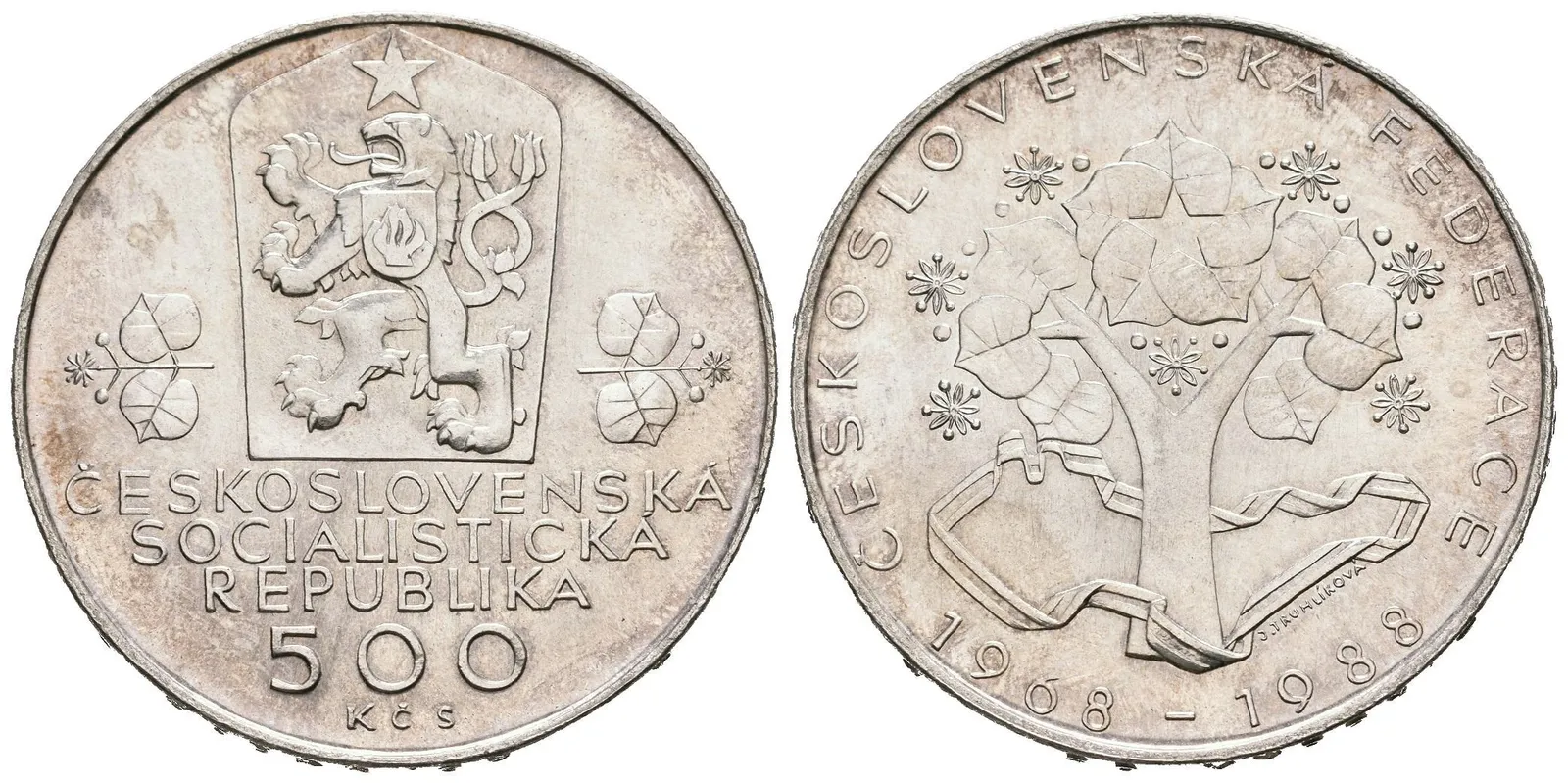 500 Kčs 1988 - Československá federace, Aurea.176, lesk, patina — 1