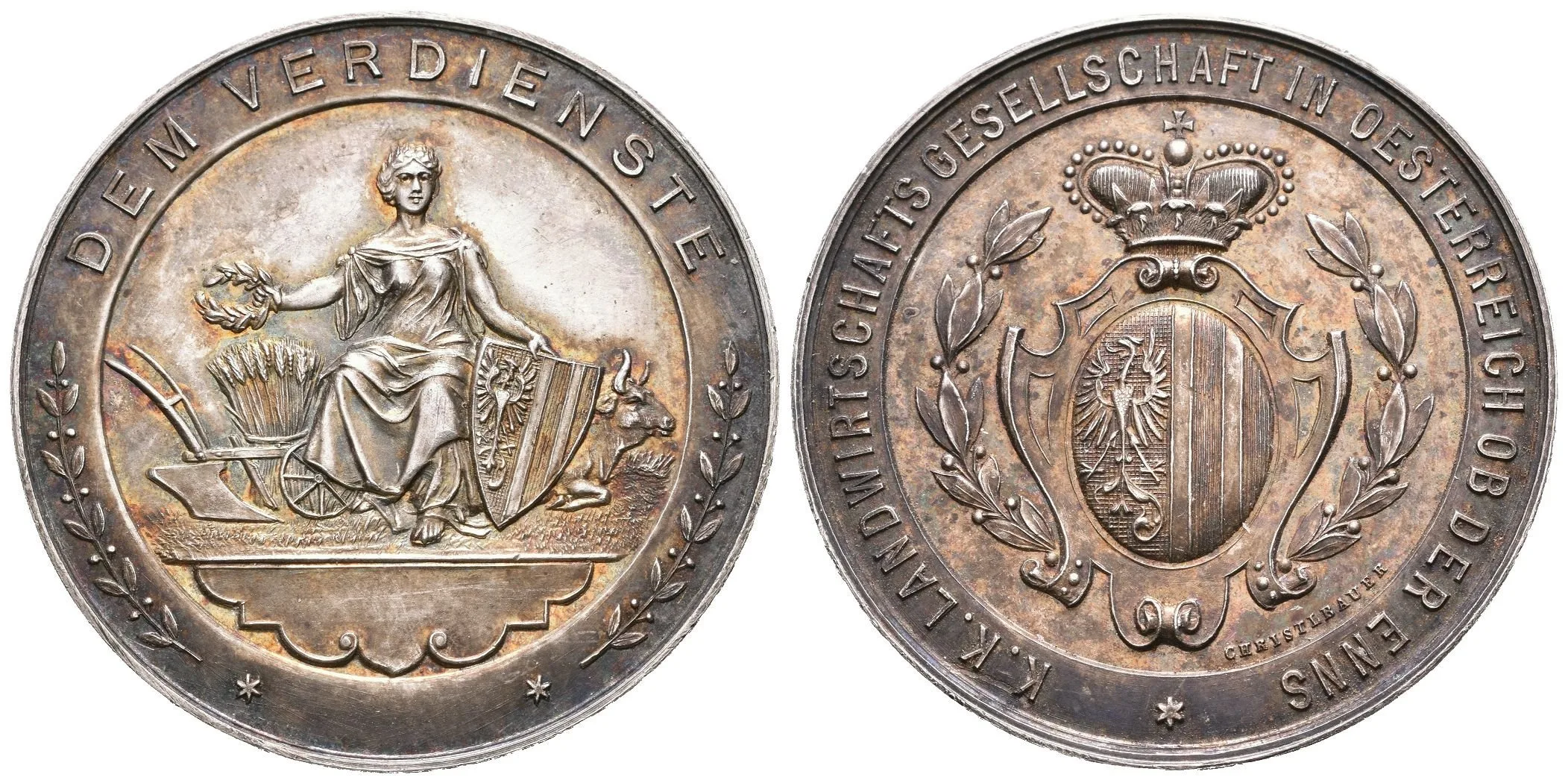 AR Medaile b.l. (C. Radnitzky) - Cena C.k. zemědělské společnosti v Enns. — 1