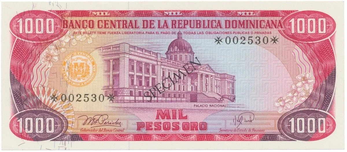 Dominikánská republika, 1000 Pesos Oro 1978, SPECIMEN, P.124cs