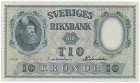 Švédsko, 10 Kronor 1949, červený číslovač, P.40j
