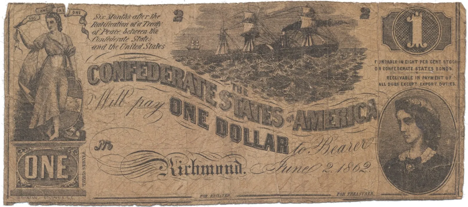 CSA, 1 Dollar 1862, P.44