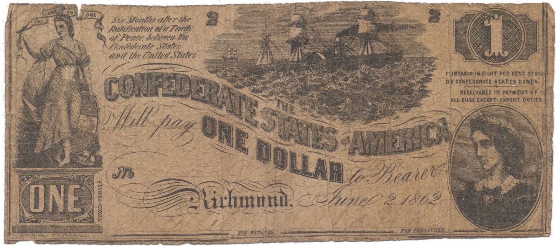 CSA, 1 Dollar 1862, P.44