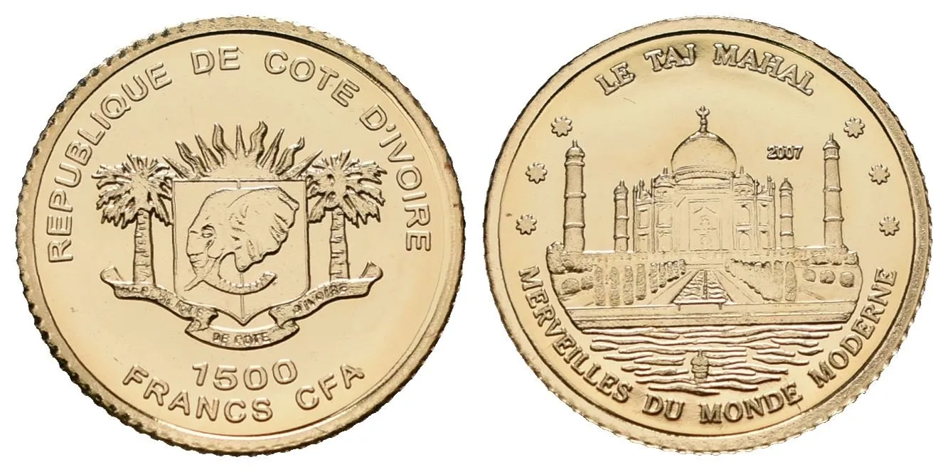 Pobřeží slonoviny, 1500 Francs 2007 - Taj Mahal