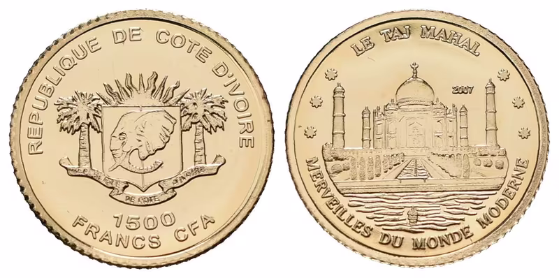Pobřeží slonoviny, 1500 Francs 2007 - Taj Mahal