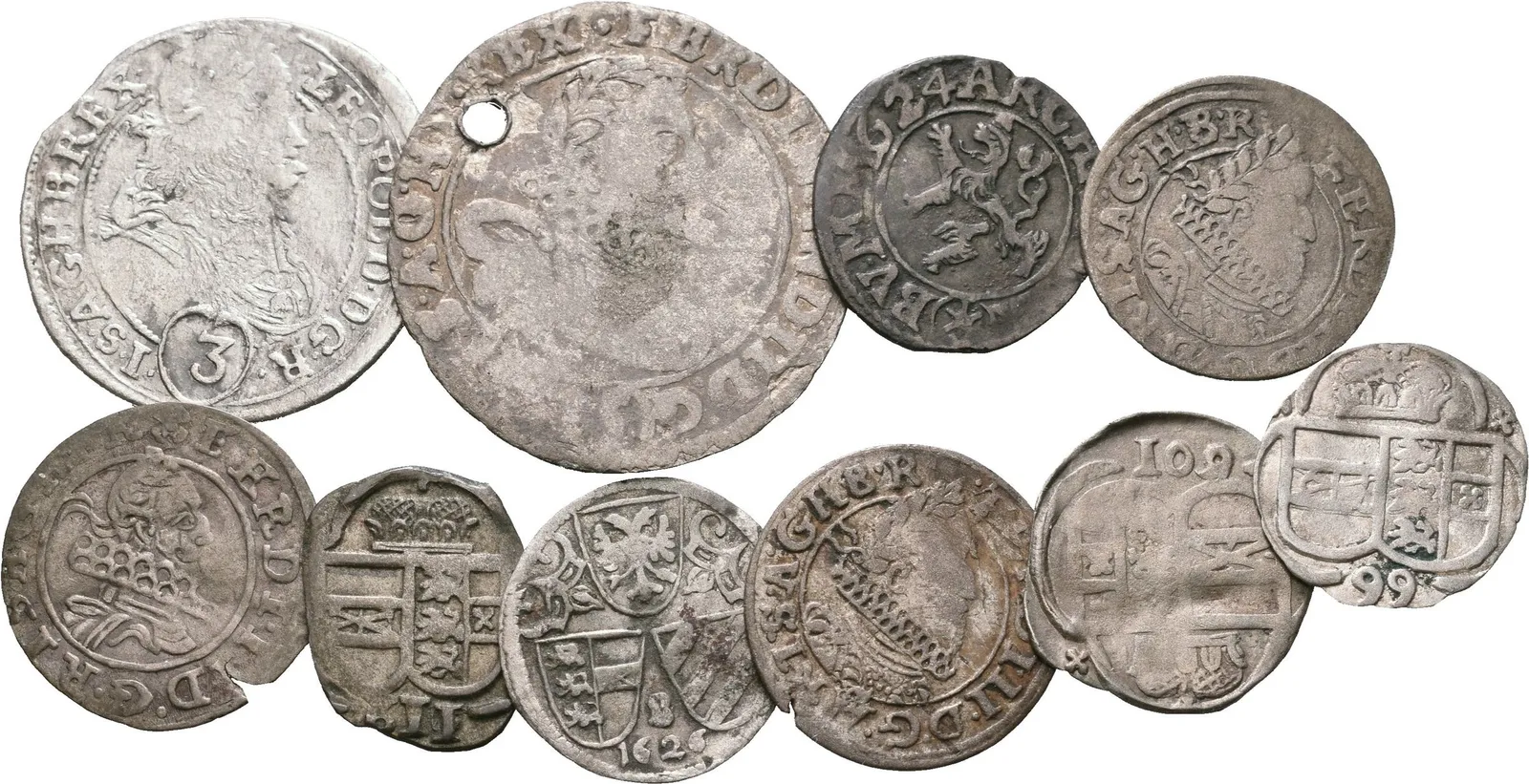 Soubor stříbrných mincí Rakouska a Čech - Kiprový 15 Krejcar, 3 Krejcar, 1 — 1