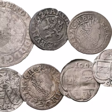 Soubor stříbrných mincí Rakouska a Čech - Kiprový 15 Krejcar, 3 Krejcar, 1