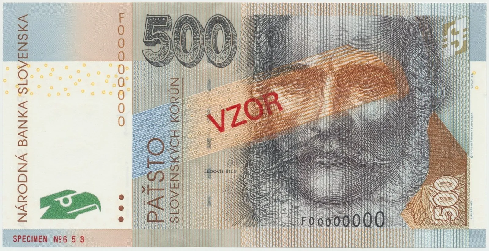 500 Koruna / 10. 7. 2006, F 00000000, bankovní vzor, Hej.SK47V1