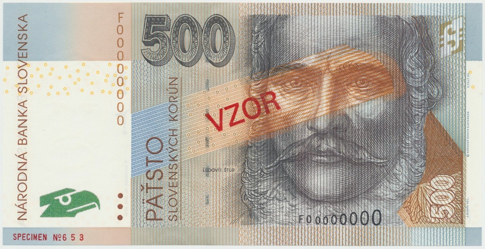 500 Koruna / 10. 7. 2006, F 00000000, bankovní vzor, Hej.SK47V1