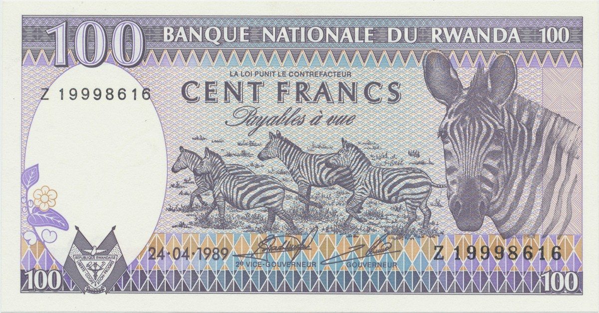 Rwanda, 100 Francs 1989, P.19