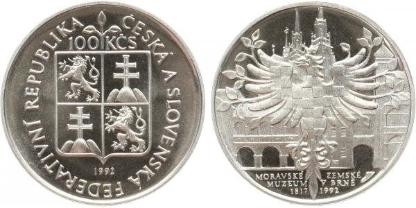 100 Kčs 1992 - Moravské zemské muzeum, PROOF