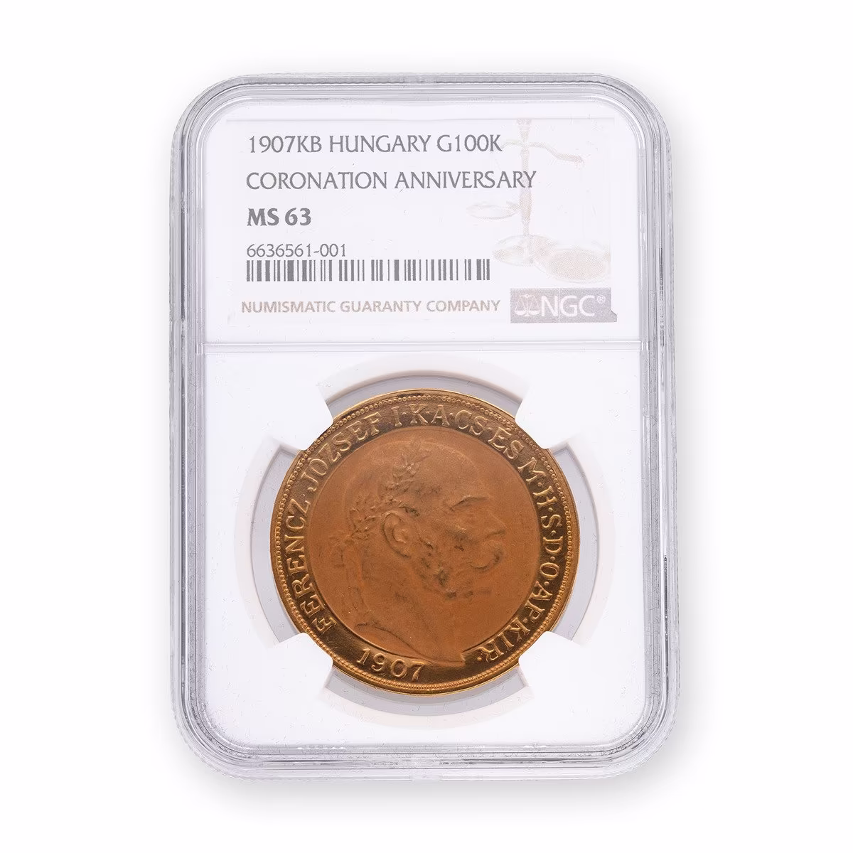 Zlatá 100 Koruna 1907 KB - korunovační