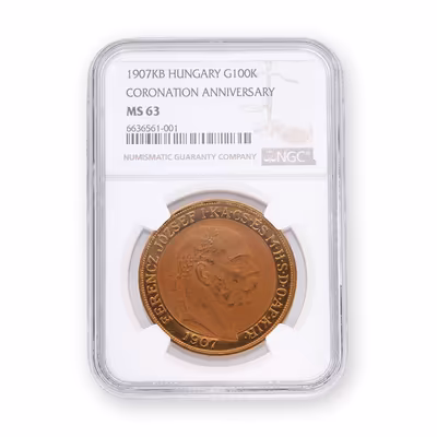 Zlatá 100 Koruna 1907 KB - korunovační