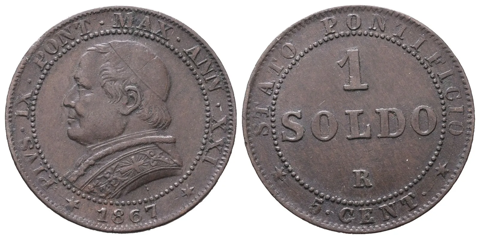 Itálie - Vatikán, 1 Soldo 1867