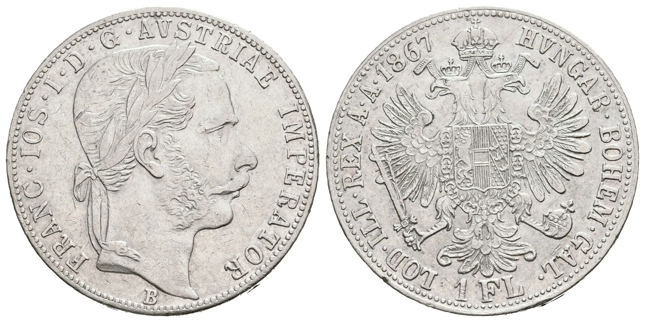 Zlatník 1867 B, nep. zbytky lesku, patina, rysky — 1