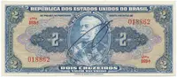 Brazílie, 2 Cruzeiros (1943~1944), s ručním podpisem, P.133