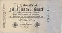 Německo, 500 Mark 1922, zelený 8-místný číslovač, Ro.71c
