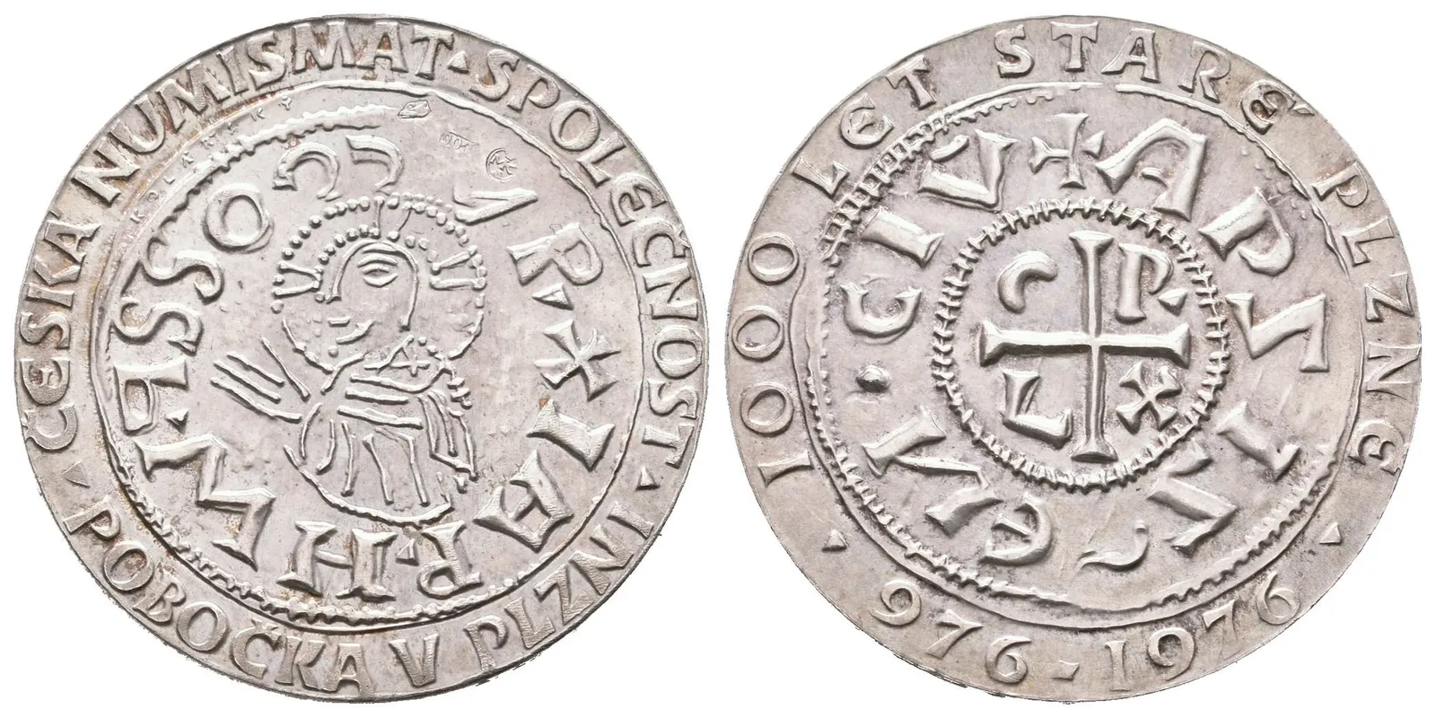 AR Medaile 1976 (Kolářský) - 1000 let Staré Plzně, Jaromírův denár, — 1