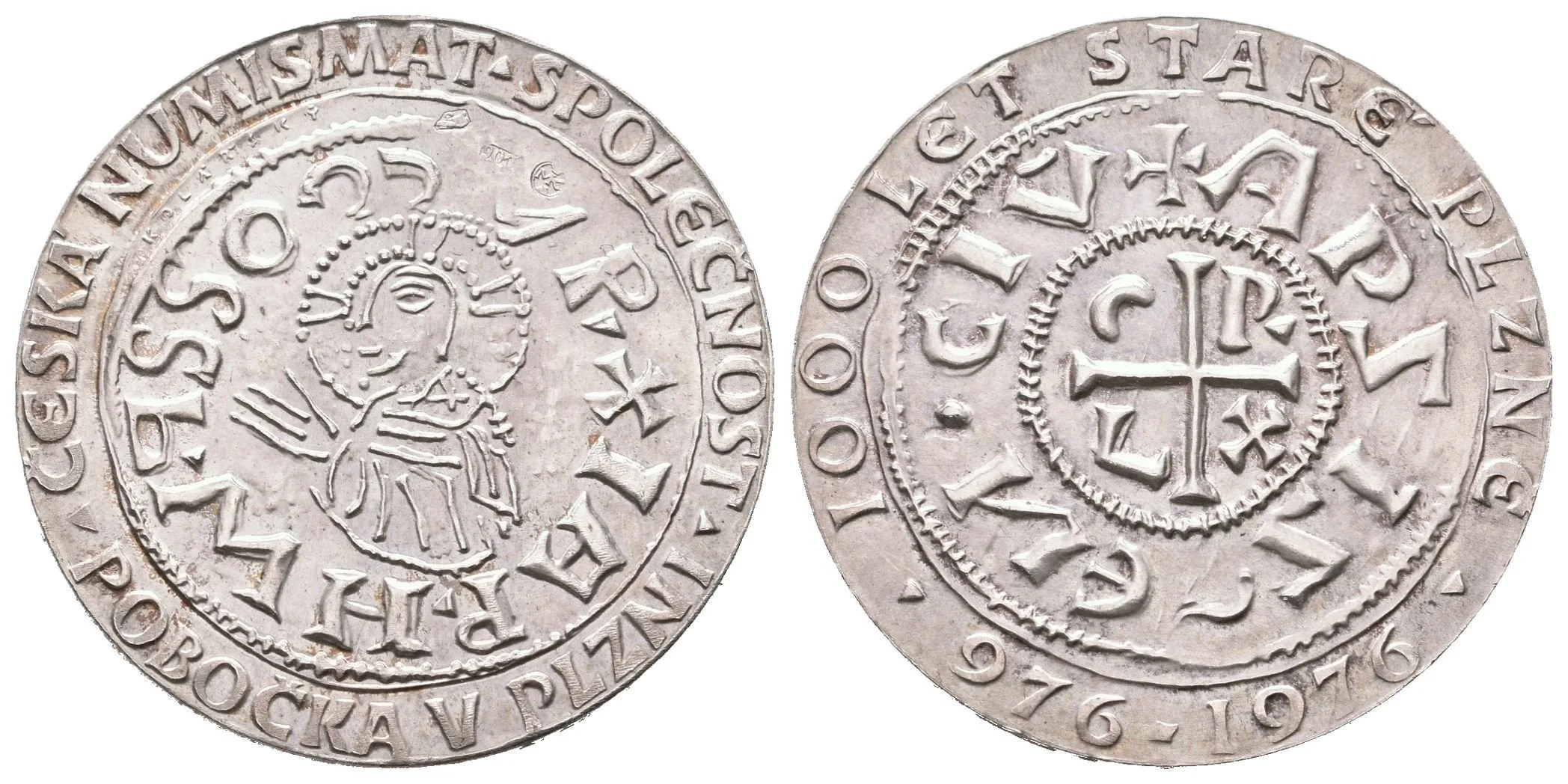 AR Medaile 1976 (Kolářský) - 1000 let Staré Plzně, Jaromírův denár, — 1