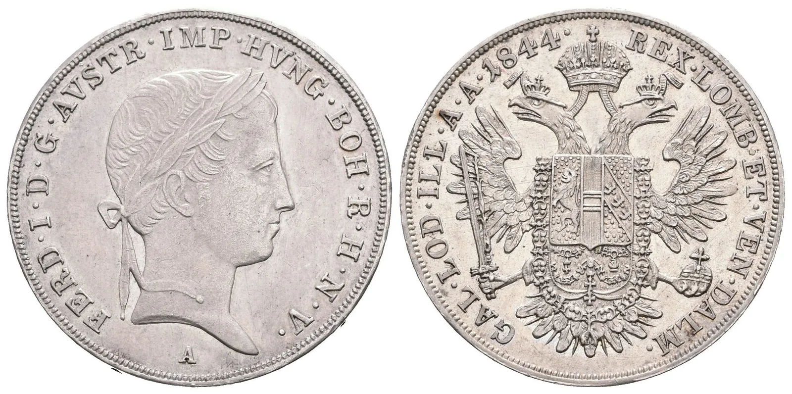 1/2 Tolar 1844 A, velmi pěkná zachovalost, lesk, patina, rysky, krásný Rv. — 1