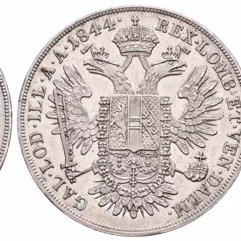 1/2 Tolar 1844 A, velmi pěkná zachovalost, lesk, patina, rysky, krásný Rv.