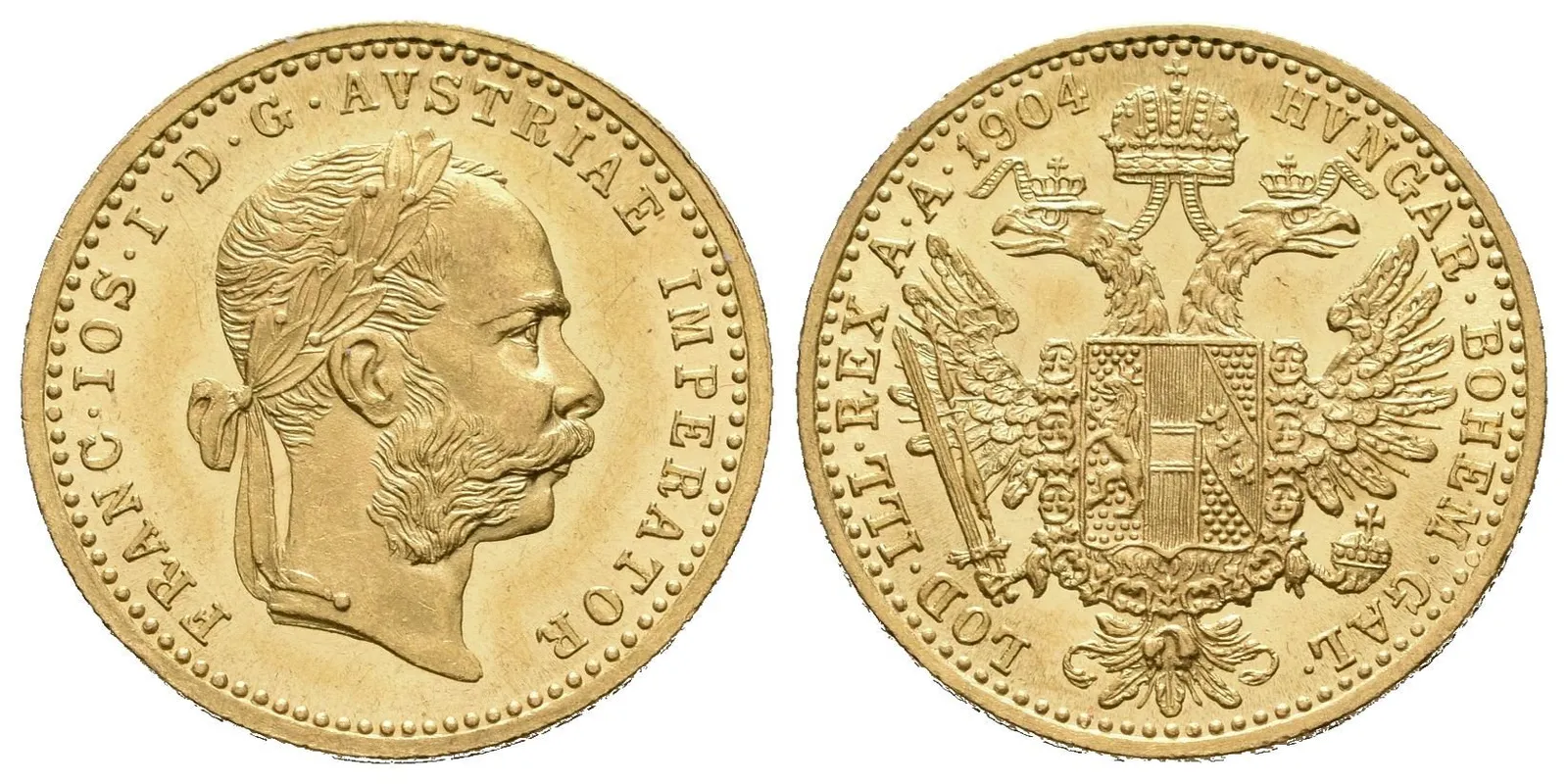 Dukát 1904, luxusní zachovalost, zrcadlový ražební lesk, drobné rysky, — 1