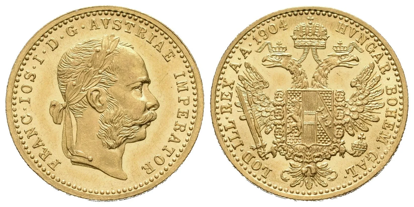 Dukát 1904, luxusní zachovalost, zrcadlový ražební lesk, drobné rysky, — 1