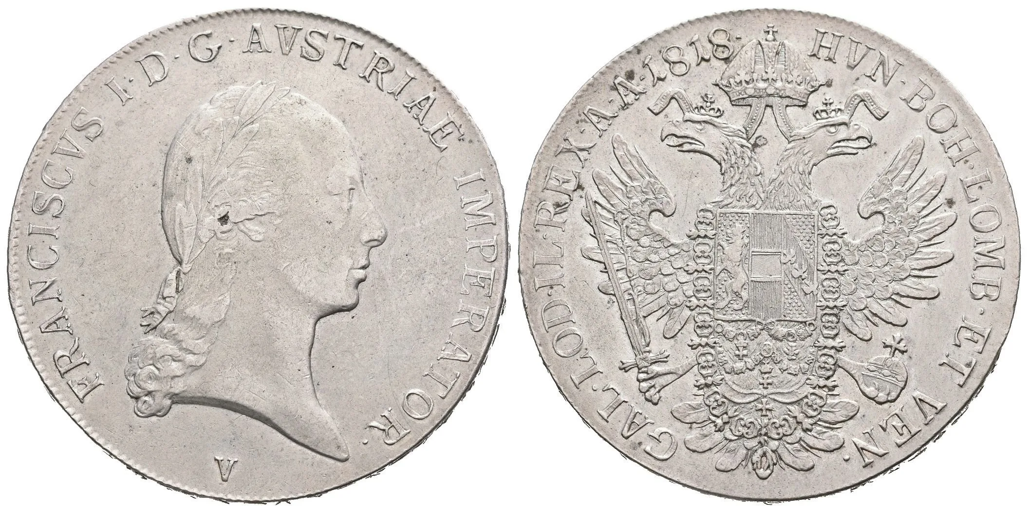 Tolar 1818 V, Benátky, velmi pěkná zachovalost, zbytky lesku, — 1