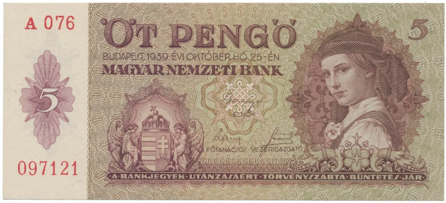 Maďarsko, 5 Pengö 1939, Hej.H4