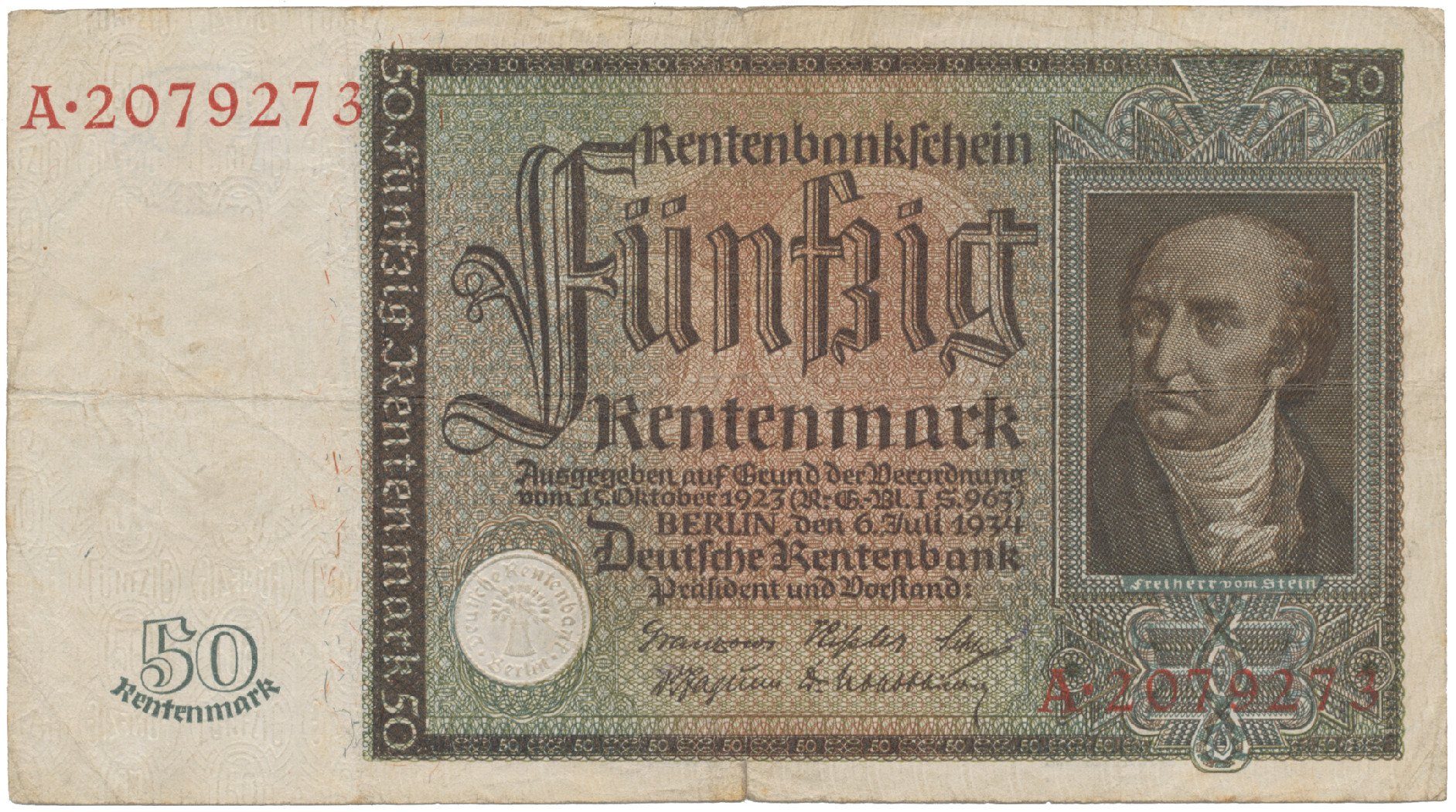 Německo, 50 Rentenmark 1934, Hej.D16a
