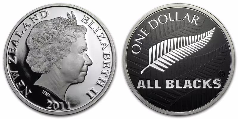 Nový Zéland, Dollar 2011 - All Blacks stříbrná kapradina