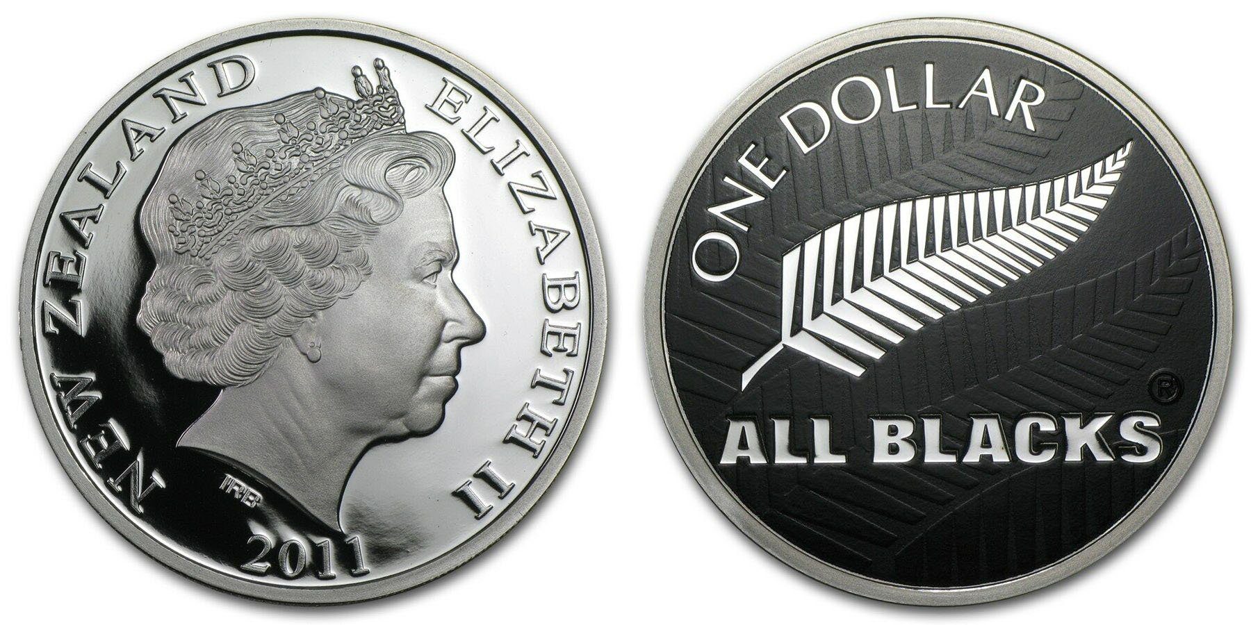 Nový Zéland, Dollar 2011 - All Blacks stříbrná kapradina