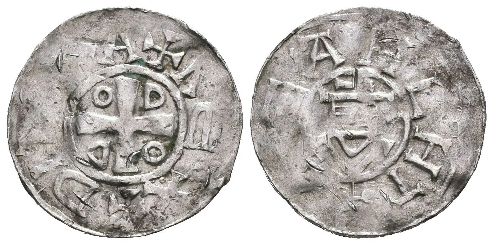Denár, Kaplice, ATEAHLHT / Kříž, ve výsečích ODDO, opis DI GRA REX, — 1