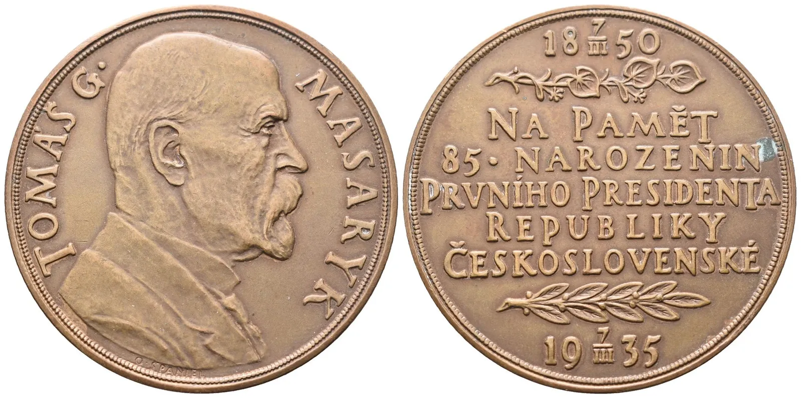 Španiel Otakar -  85. narozeniny TGM, 50 mm
