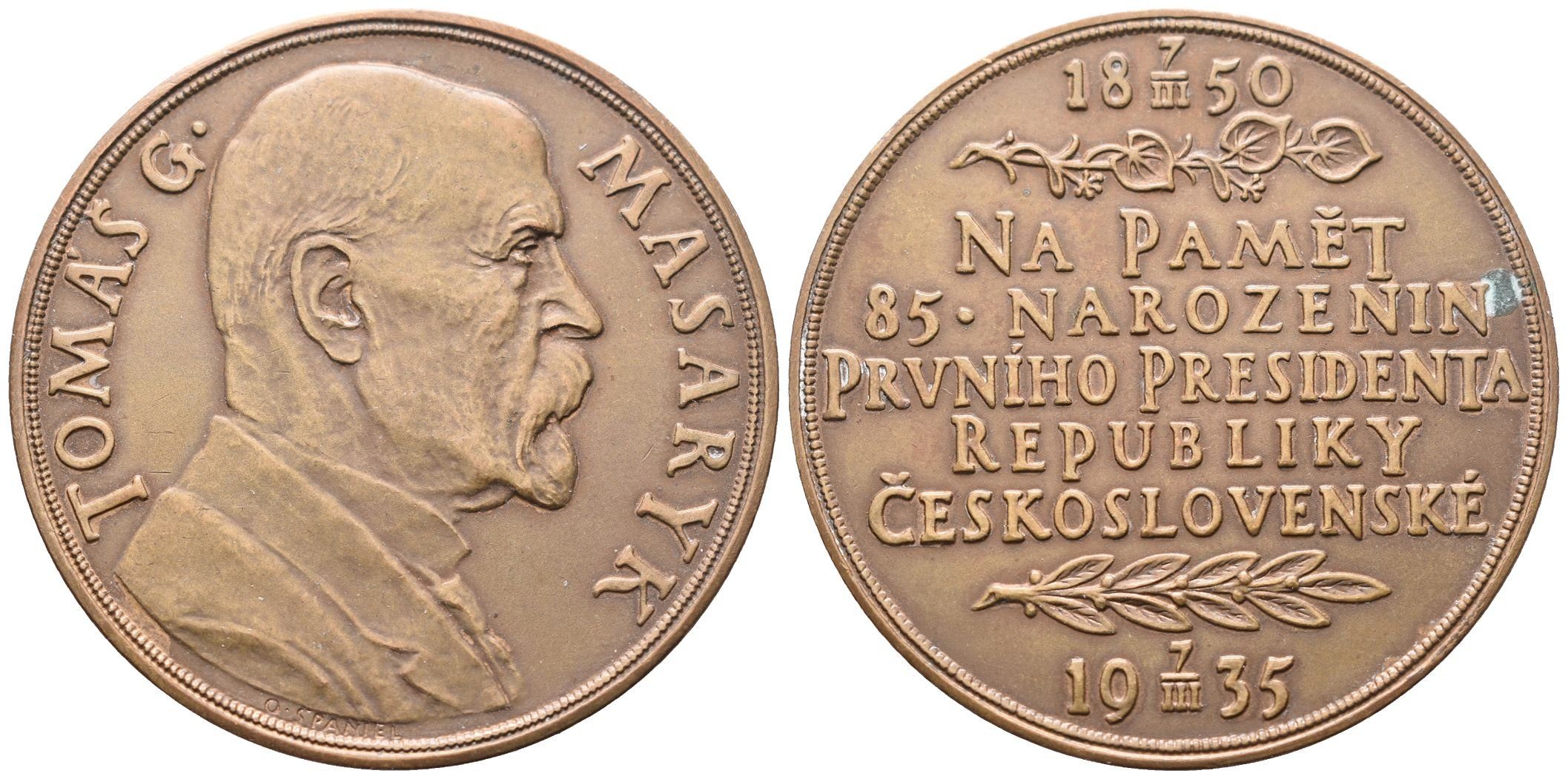 Španiel Otakar -  85. narozeniny TGM, 50 mm