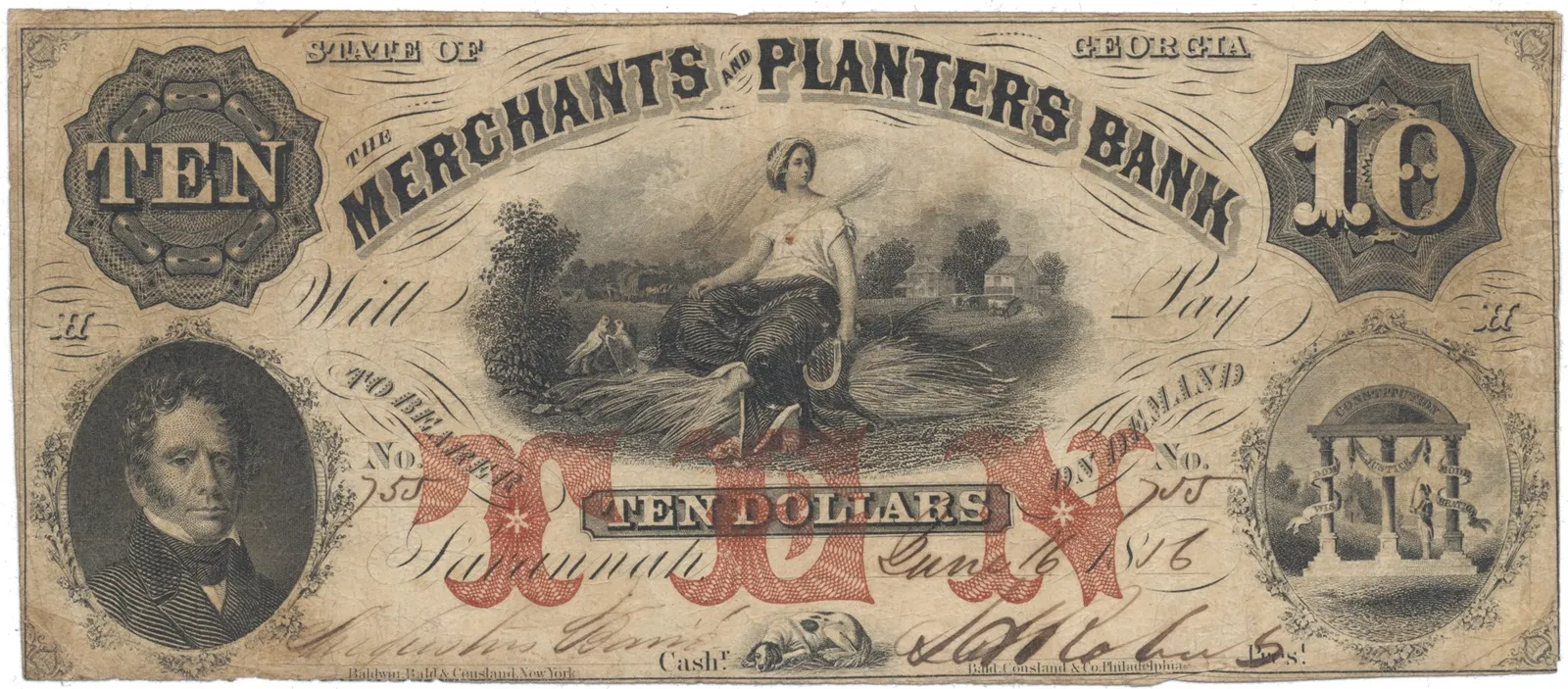 USA - Georgia, 10 Dollar 1856