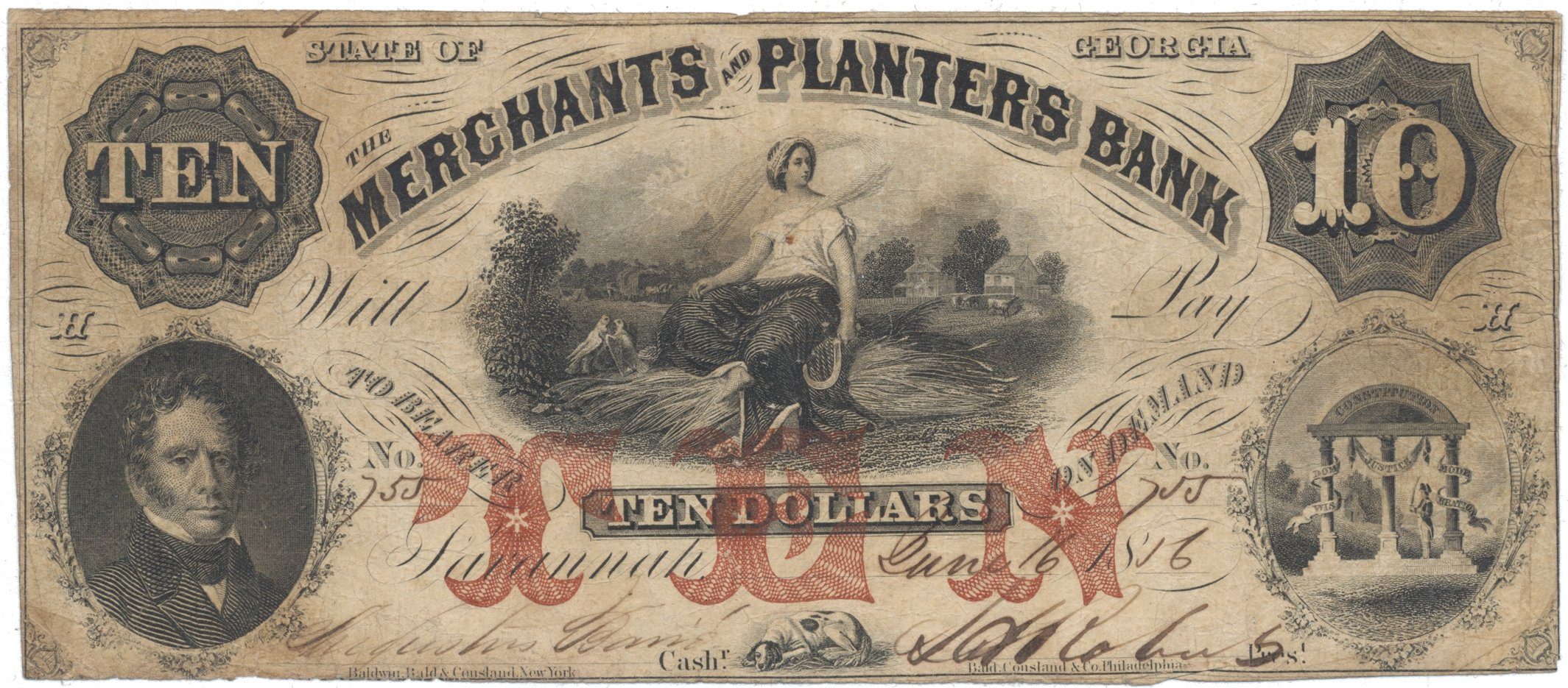 USA - Georgia, 10 Dollar 1856