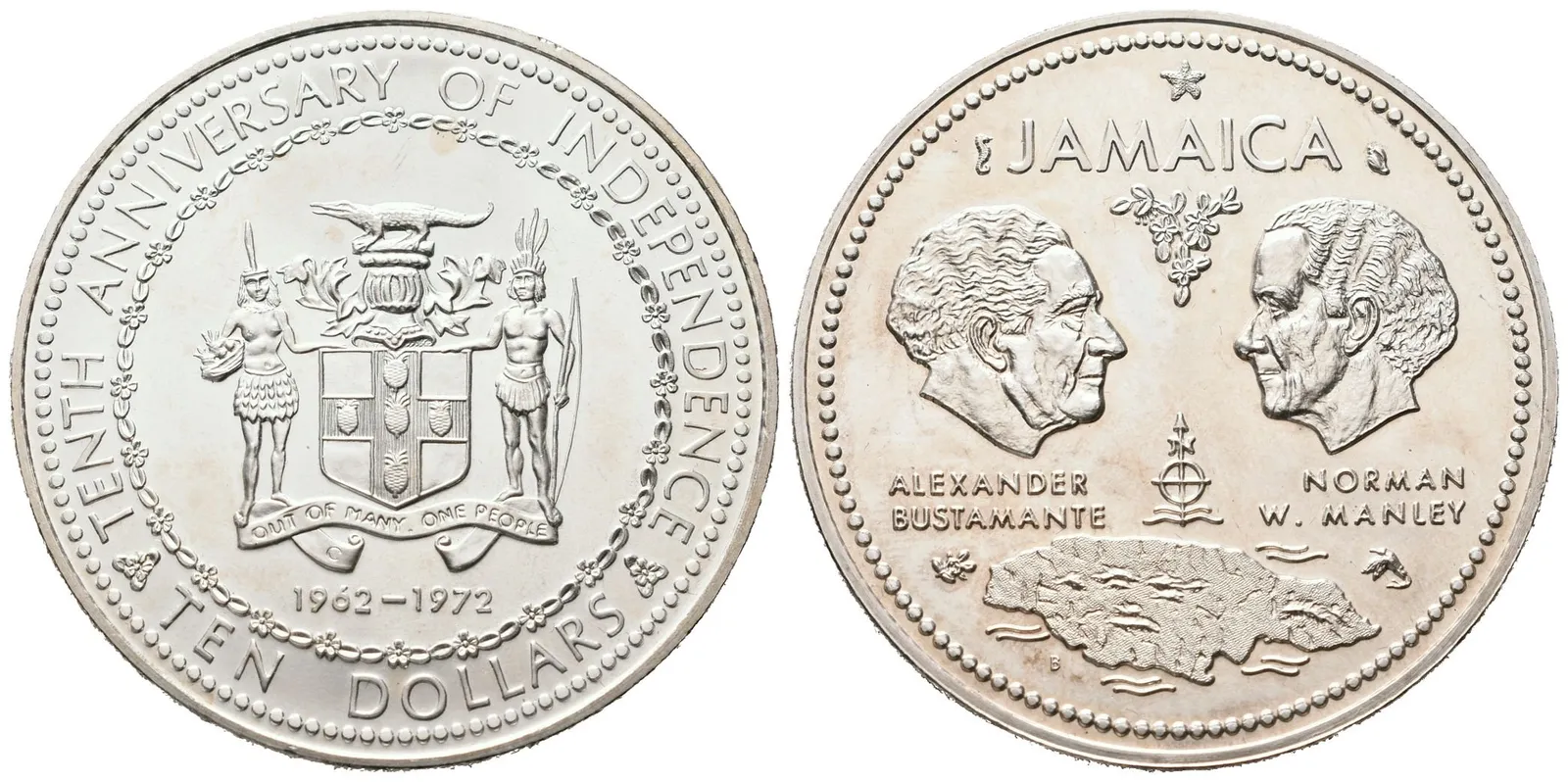 Jamajka, 10 Dollarů 1972 - Nezávislost