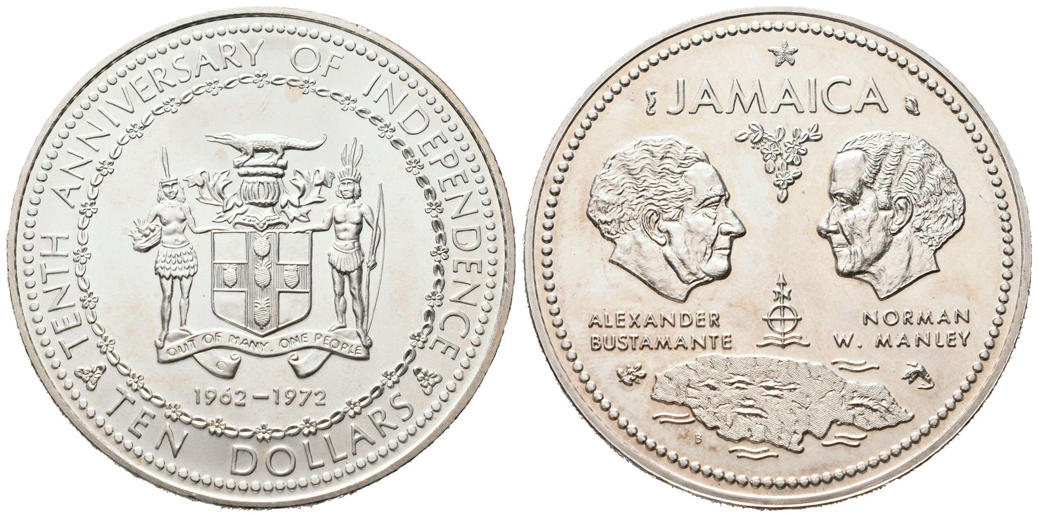 Jamajka, 10 Dollarů 1972 - Nezávislost