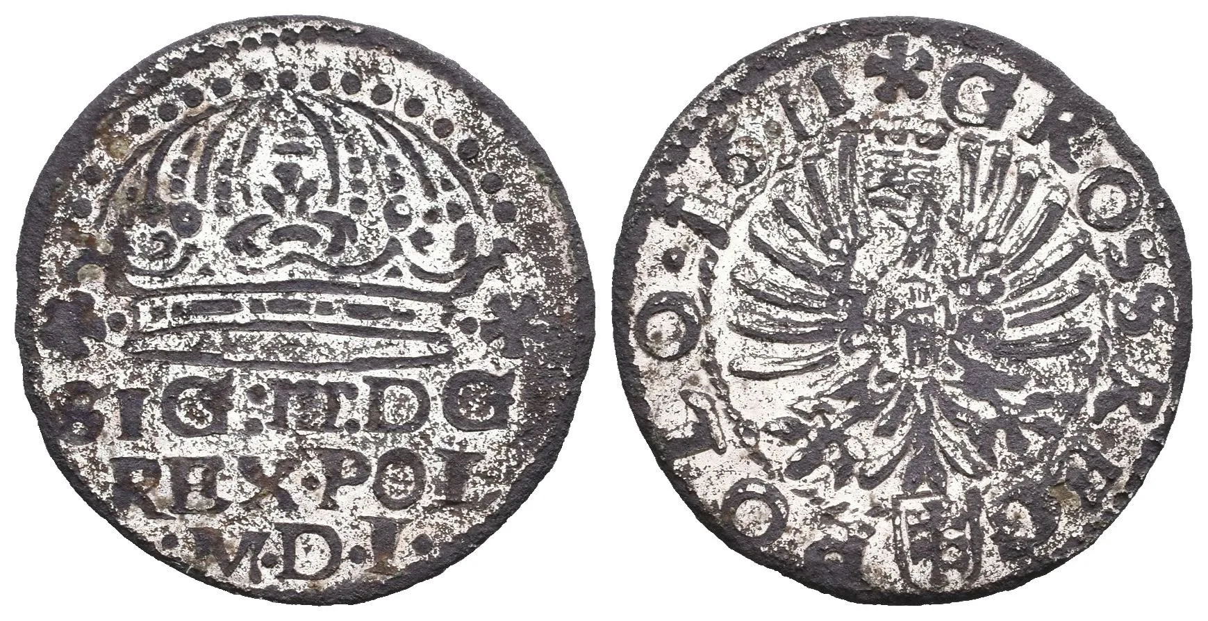 Groš 1611, Krakov, Kop.798, dobové falsum ke škodě oběhu, — 1