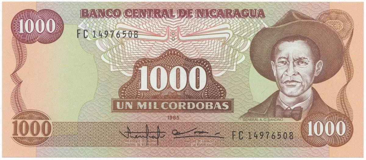 Nikaragua, 1000 Cordobas 1985, P.156b