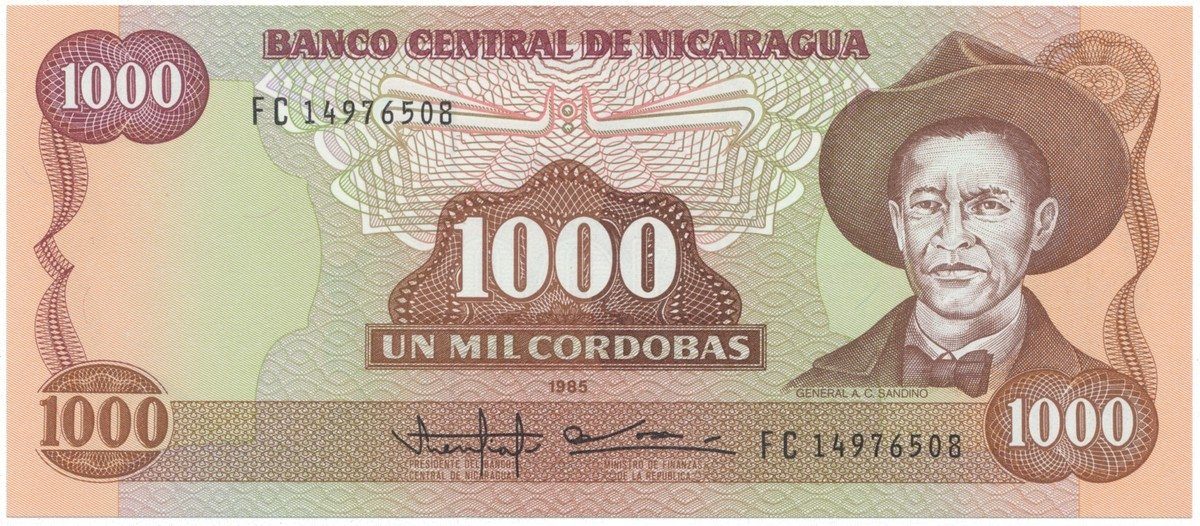 Nikaragua, 1000 Cordobas 1985, P.156b