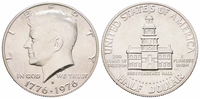 USA, 1/2 Dollar 1976 S - J. F. Kennedy, 200. výročí nezávislosti