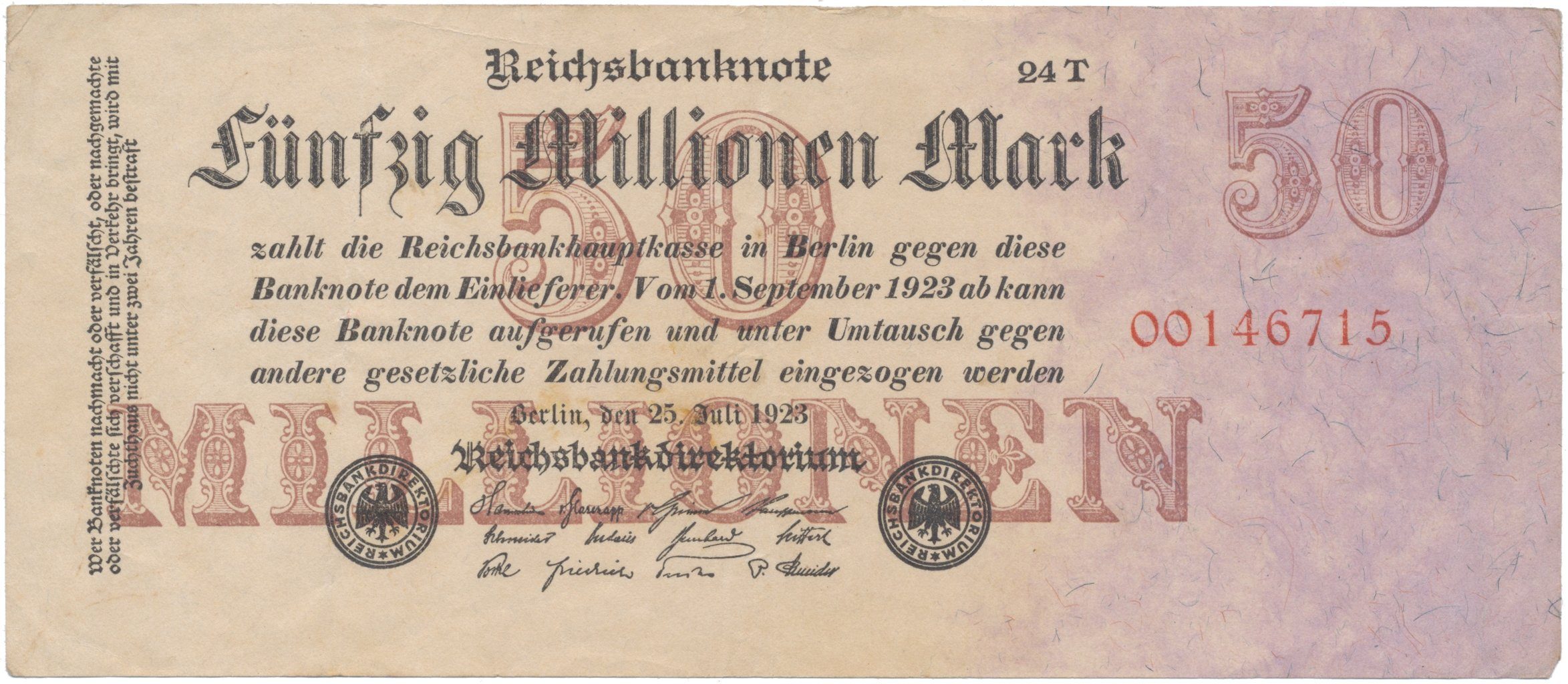 Německo, 50 Millionen Mark 1923, Ro.97c