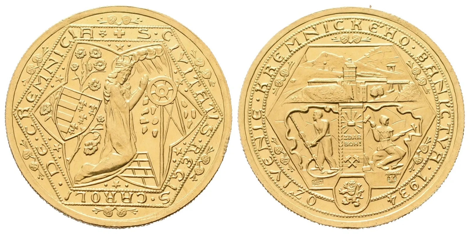 Dvoudukátová medaile 1934 - Oživení kremnického baníctva