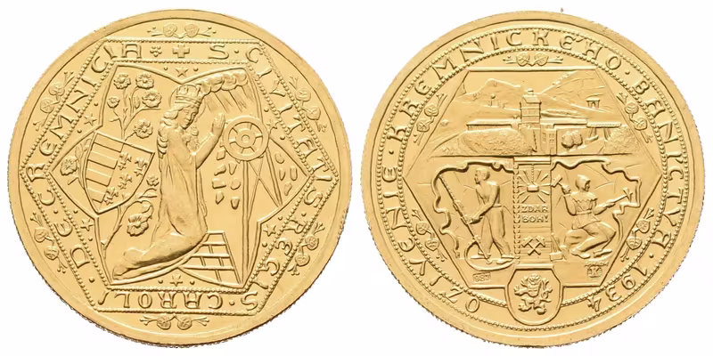 Dvoudukátová medaile 1934 - Oživení kremnického baníctva