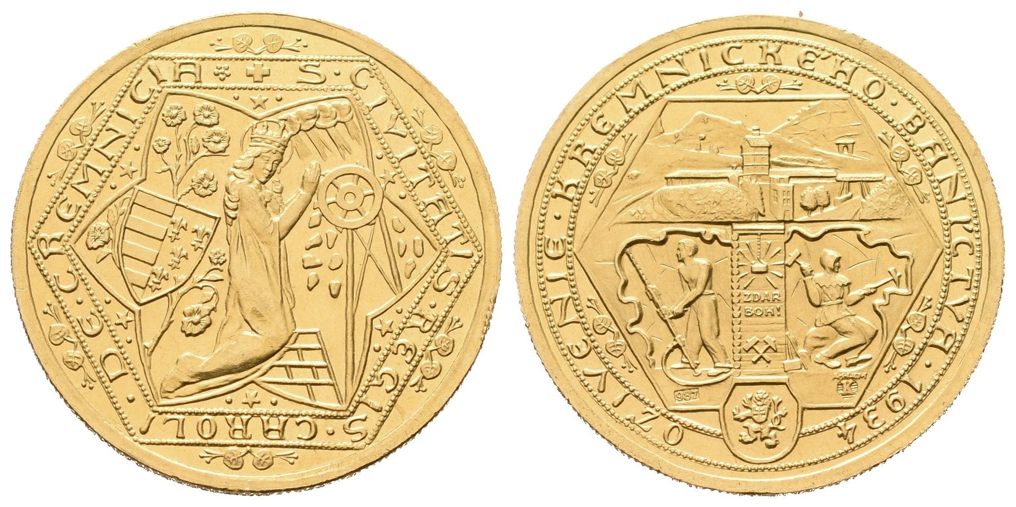 Dvoudukátová medaile 1934 - Oživení kremnického baníctva