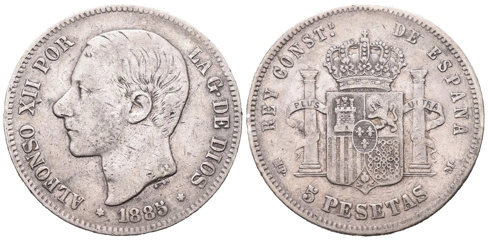 Španělsko, 5 Peseta 1885 MPM